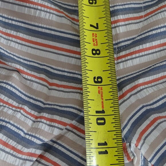 Onia Striped Swim Board Shorts Men Size L Zipper Fly Cream Gray Tan Pockets - Picture 11 of 12